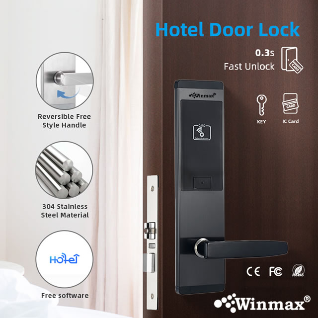 Security System Stainless Steel RFID Door Lock with Card for Hotel P12B