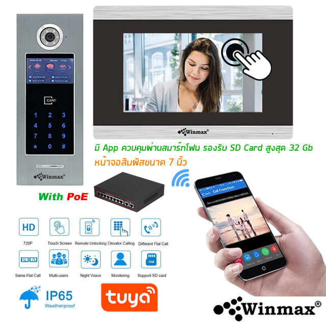 Video Door Phone for Home Condo App Tuya Smart Supported Smart Phone 