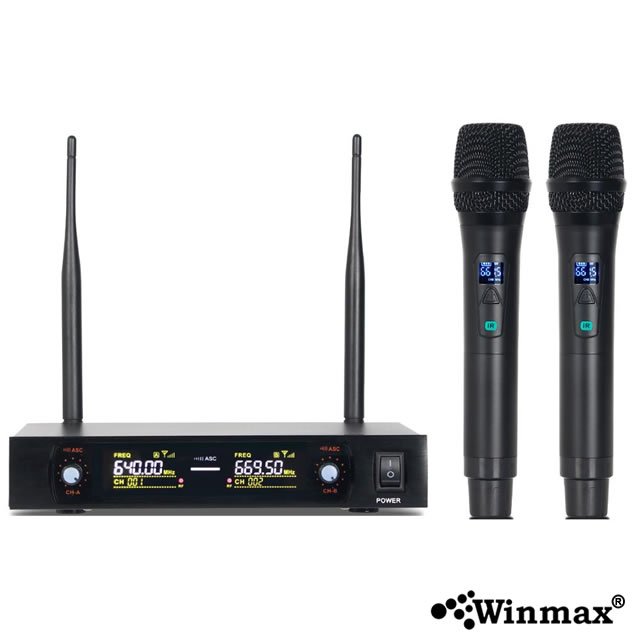 Mini dual channel high quality two channel wireless microphone