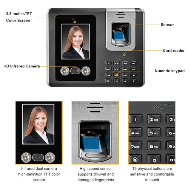 Wifi Fingerprint Biometric Face Reader Machine Attendance Network