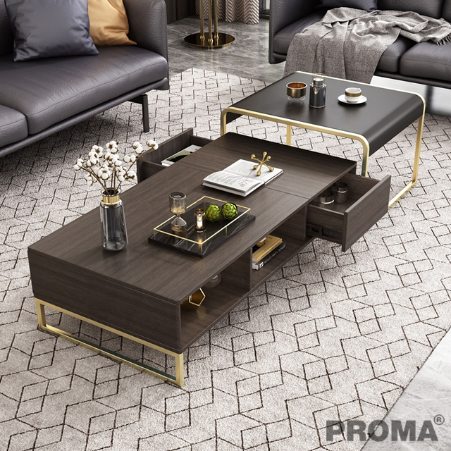 Luxury Italian Style Modern Furniture Storage Black Side Table