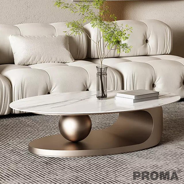 Stainless Steel Oval Rock Board Coffee Table