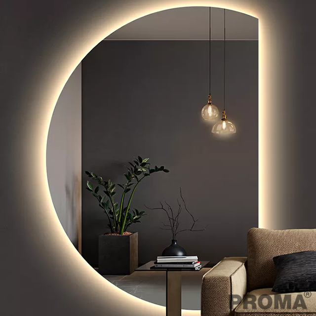 Half Moon Mirror Frameless Backlit LED Light Wall