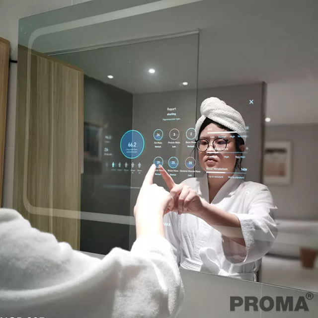 TOUCH SCREEN BATHROOM SMART MIRROR WITH WIFI ANDROID SYSTEM (HORIZONTAL)