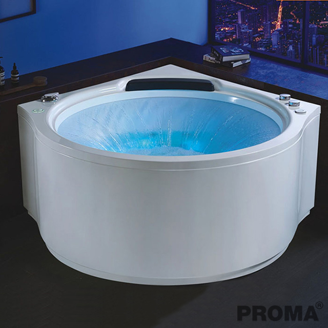 Waterfall Massage Triangle Acrylic Corner Spa Bathtub