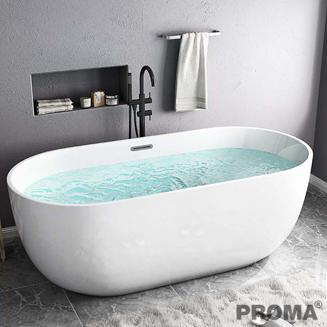 Acrylic Oval Shape Indoor Bathtub Freestanding