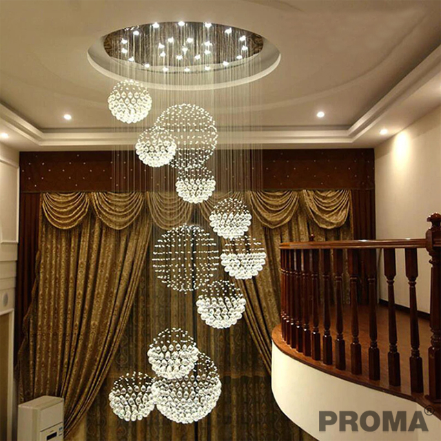 Long Spiral Crystal Chandelier 180-300cm Dia55 H180