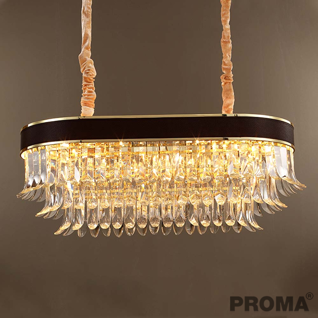 Modern Hanging Lamp Iron Rectangular K9 Crystal Luxury Chandelier