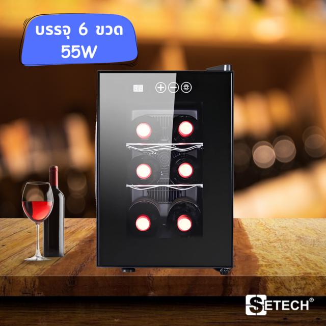 Small wine cooler with 6 bottles setech