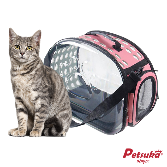 Breathable Transparent Carrier Bag Dog Cat Petsuka Pink Size M