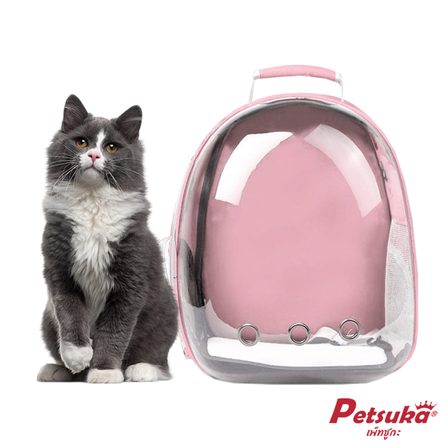 Space Capsule Pet Carrier Bag Petsuka transparent Pink