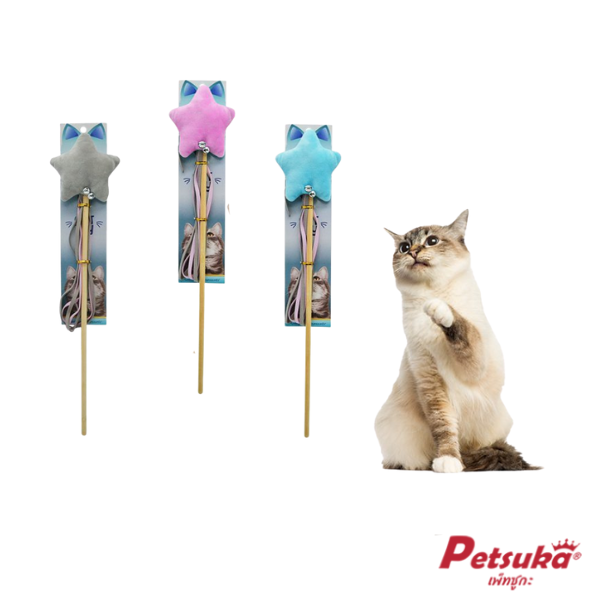 Wooden Stick Wand Petuka Cat Toy Star 