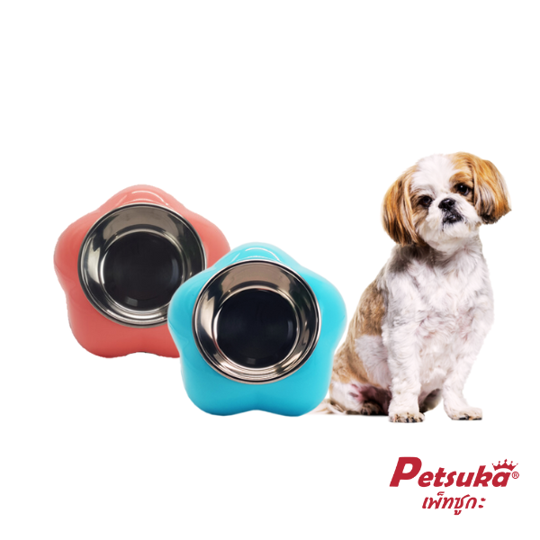 Pet Food Stainless Steel Bowl Petsuka Dogs and Cats Flower