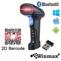 Bluetooth 1D/2D/QR Barcode Scanner Bar Code Reader with USB Receiver