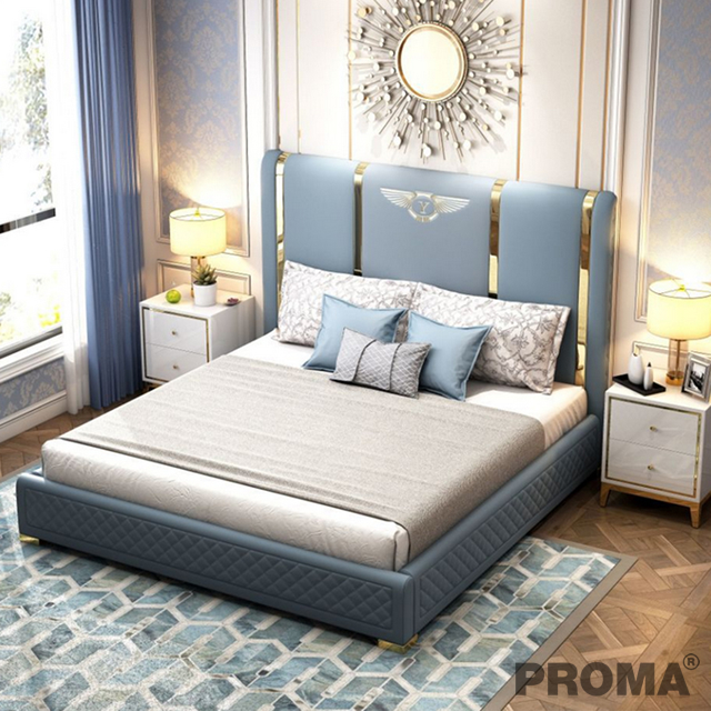 Luxurious Leather Metal Bed with Storage Compartment  Proma-B08