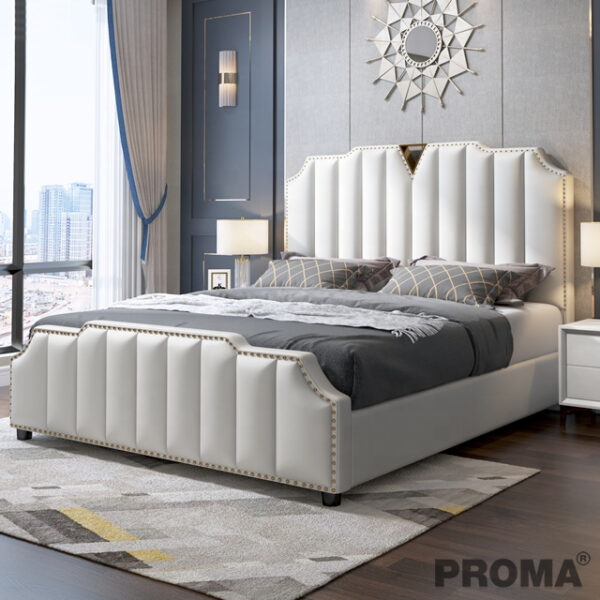 Bedroom Set Luxury Frame Modern Wood Leather Bed 