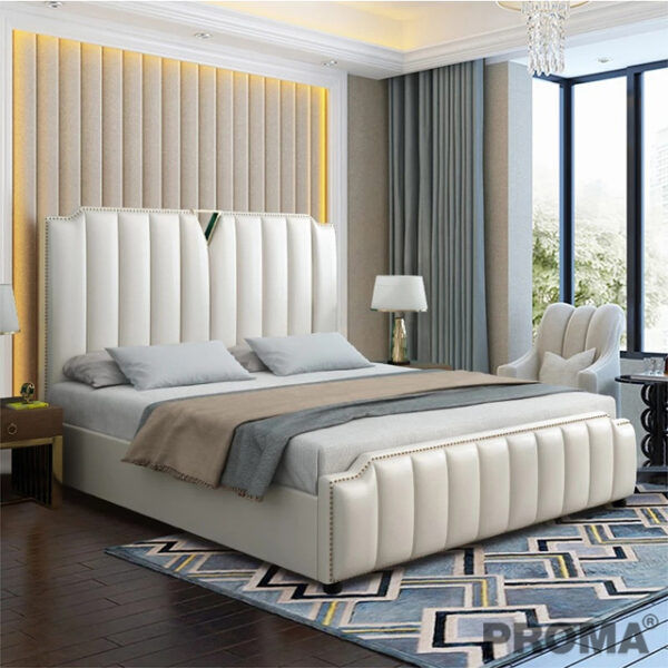 Double Bed Luxury Leather Bed Bedroom Furniture Sets  Proma-B11