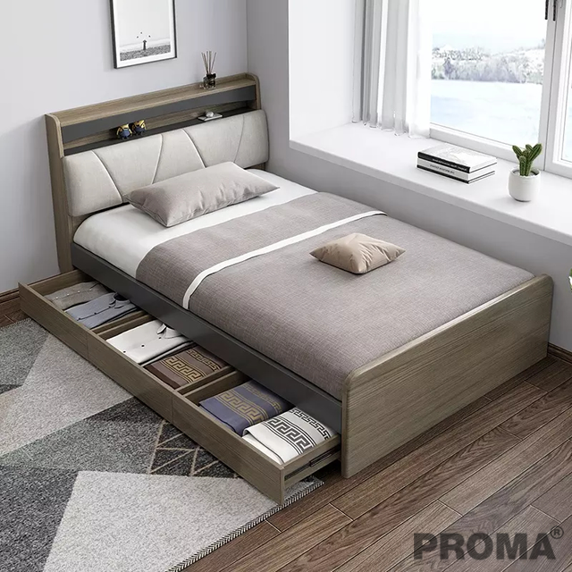 Single Bed Storage 3 Drawer Upholstered Bed Proma-B34