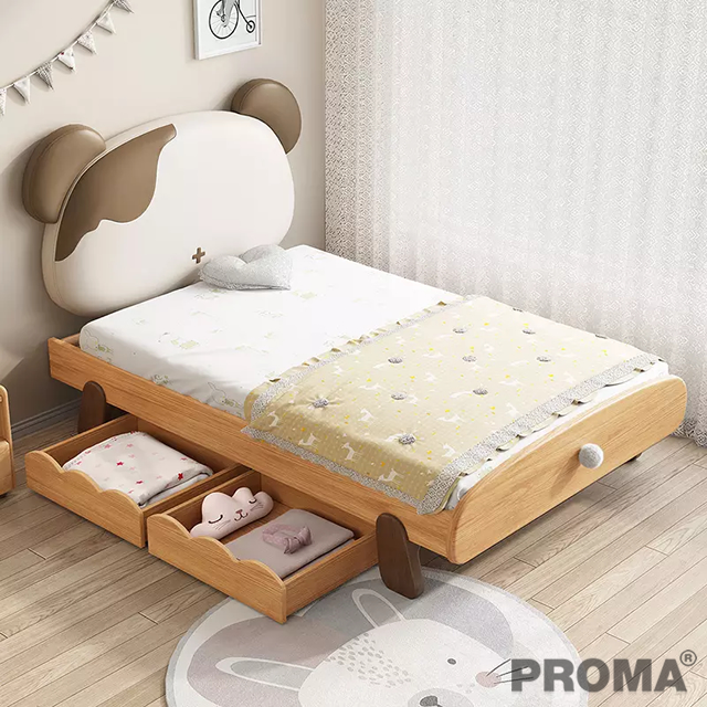 Nordic Style Modern Bedroom Wooden Baby Bear Bed Proma-B38