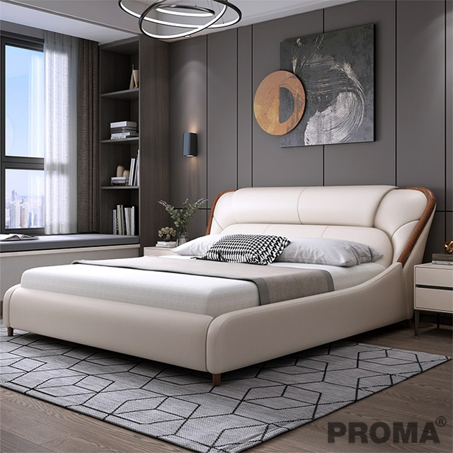 European Bedroom Queen Bed Frame Luxury Leather 