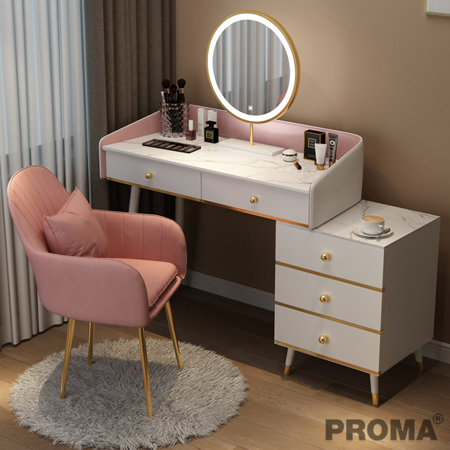 Elegant Dressing Table with Leather Soft Chair Proma-DST-06