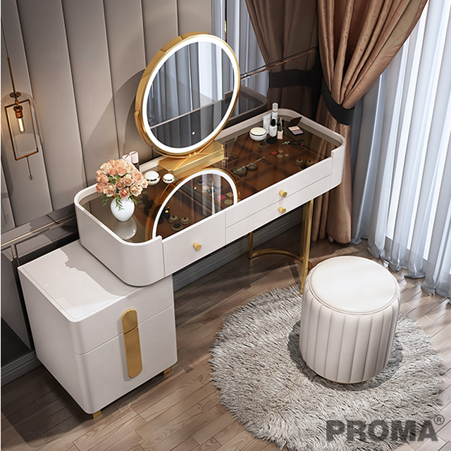 White Modern European Makeup Dressing Table with Mirror Proma-DST-21