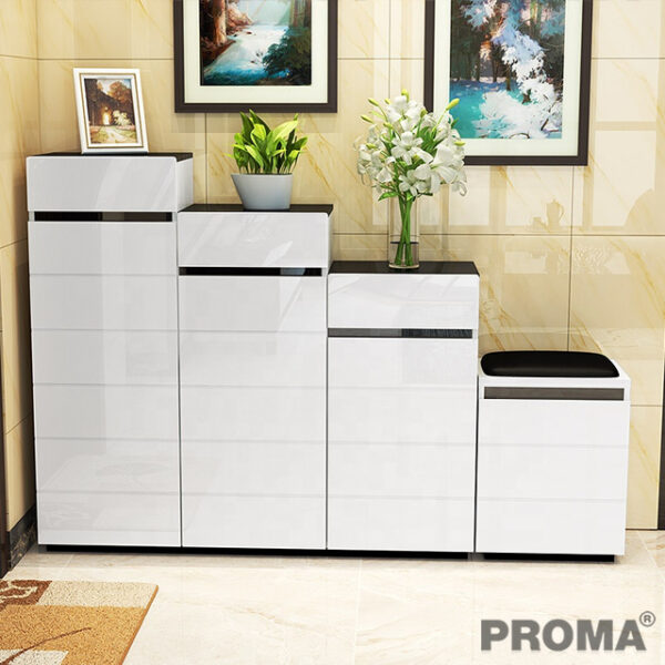 Combination Shoe Rack Cabinet with Comfortable Shoe Stool Proma-SC-07