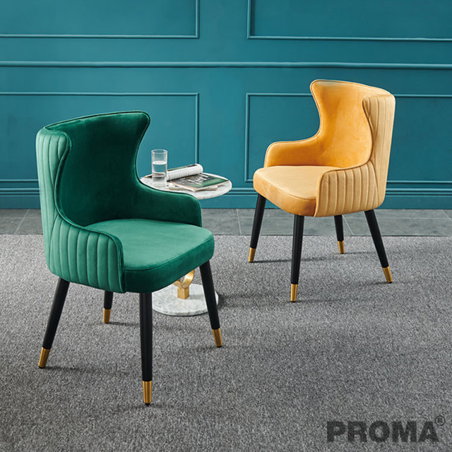 Fabric Embroidered Velvet Dining Chairs Proma-C-42
