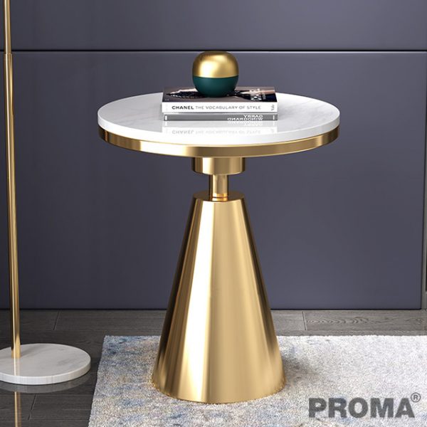 Stainless steel White Metal Round Marble Coffee Tables Proma-TBS23