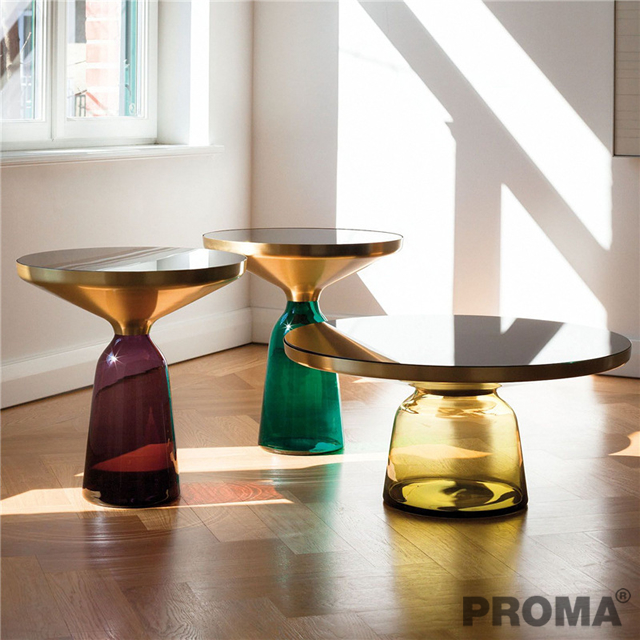 Coffee Table with Glass Bottom Leg Colorful Round Proma-TBS24