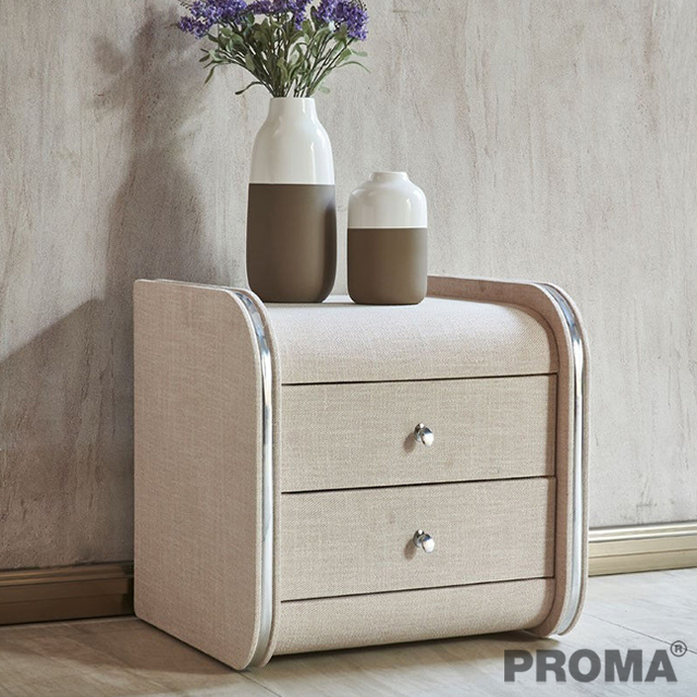 Light Luxury Solid Wood Bedside Table with Rounded Corners Proma-TBS10