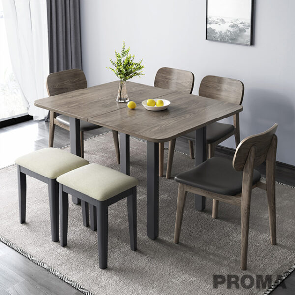 WOOD CONVERTIBLE FOLDING DINING TABLE WITH 4 CHAIRS Proma-DTB-29