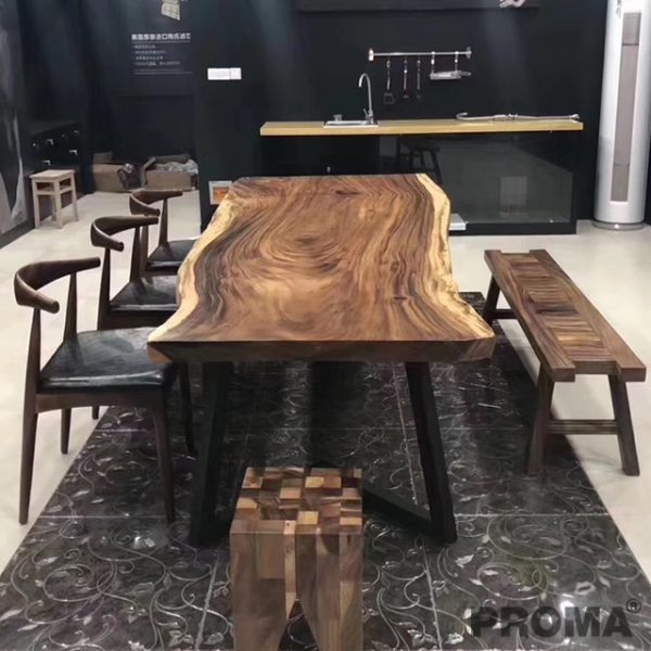 Dining Square Walnut Wood Slab Table