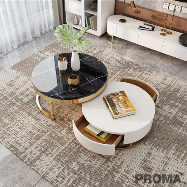 Nordic Round Metal Gold Luxury Marble Coffee Tables Proma-CTB-49