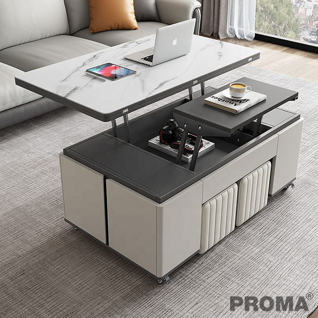NORDIC LIVING ROOM MODERN LIFT TOP SQUARE MARBLE SMART COFFEE TABLE