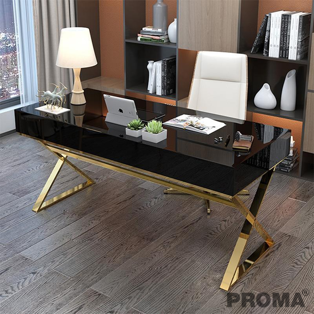 Luxury Working Desk with 2 Drawer Stainless Steel Leg