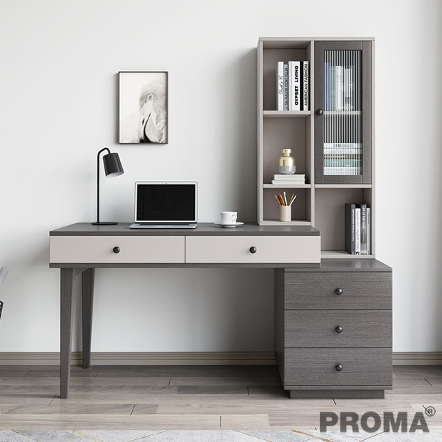 Computer Retractable Modern Office Desk with Bookcase