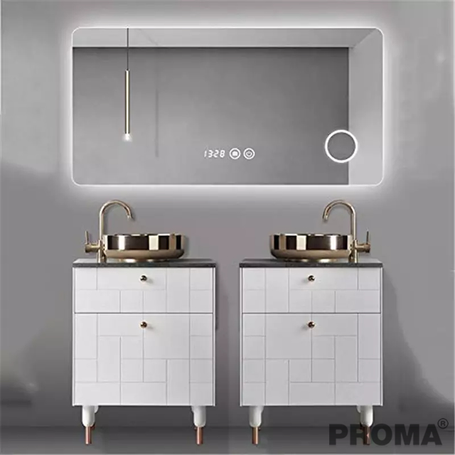 Makeup Clock Time Display LED Bathroom Mirror with Light Proma-MR08
