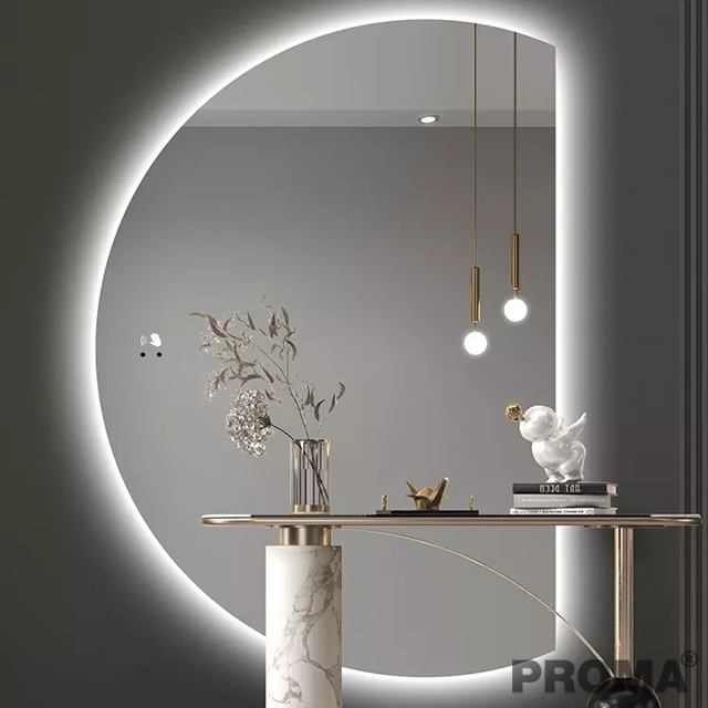 Half Moon Mirror Frameless Backlit LED Light Wall