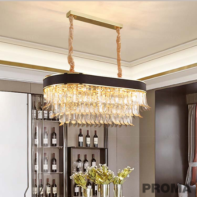 Modern Hanging Lamp Iron Rectangular K9 Crystal Luxury Chandelier
