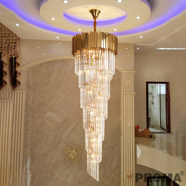Modern Crystal Chandelier For Staicase Long Villa 
