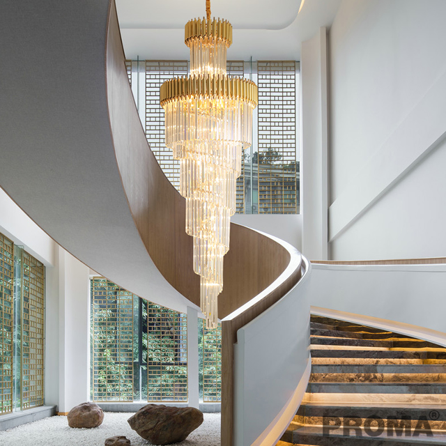 Modern Luxury Stair Chandelier Crystal Living Room