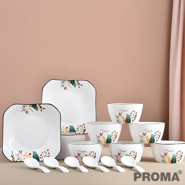 Dishes and Bowl Set Household Ceramic Leaf