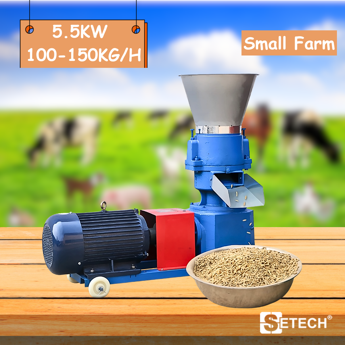 Animal feed pellet machine SETECH-SFM-5.5