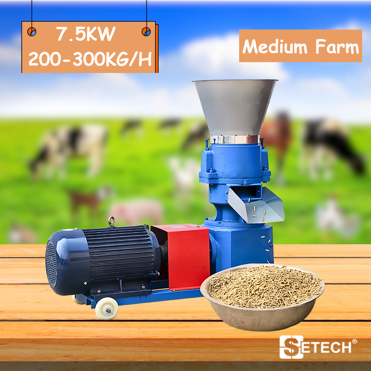 Animal feed pellet machine SETECH-SFM-7.5
